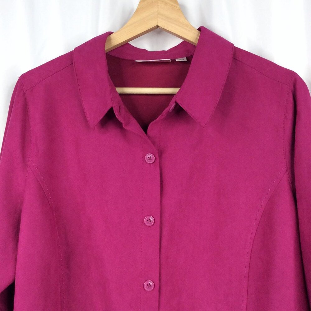 NWOT Studio Works Microfiber Top Women's Plus Size 1X Magenta Pink Button Down - Picture 3 of 8